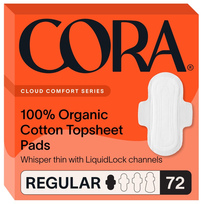 Cora 100 Organic Cotton Topsheet Pads 72 Regular Pads - Image 3