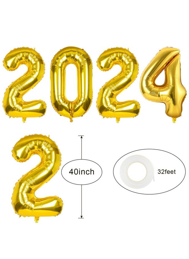 Yixiang - 2024 Balloons40 Inch 2024 Gold Foil Number Balloons For 2024 New Year Eve Festival Party Supplies Graduation Decorations (Four Numbers) - Image 1