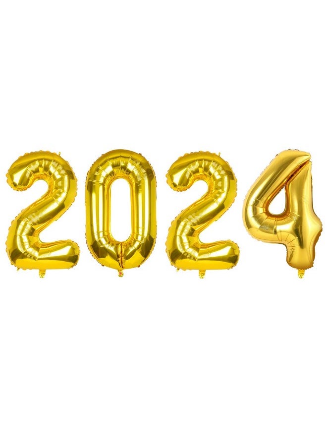 Yixiang - 2024 Balloons40 Inch 2024 Gold Foil Number Balloons For 2024 New Year Eve Festival Party Supplies Graduation Decorations (Four Numbers) - Image 1
