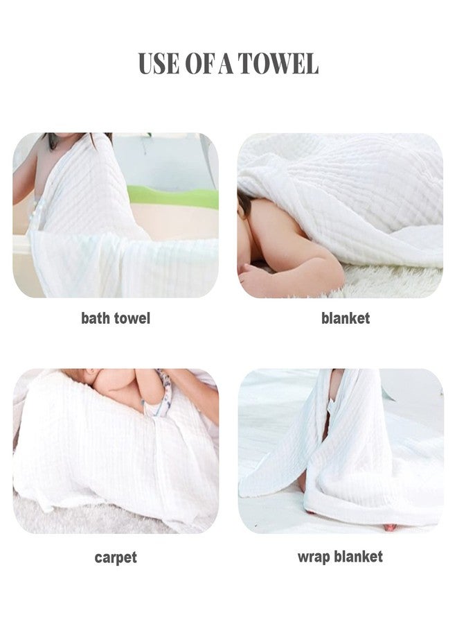 Setaria Viridis Baby Muslin Towel Blankets- 3 Pack Newborn White Gauze Towel Odor Free Soft Baby Bath Towel 6 Layers for Boys and Girls 41.5"x 41.5" - Image 4