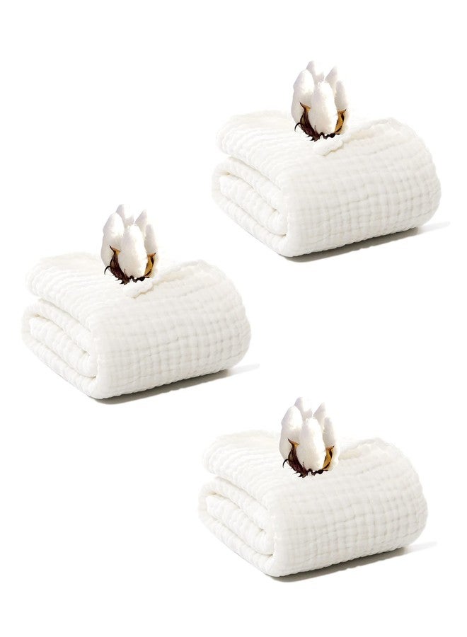 Setaria Viridis Baby Muslin Towel Blankets- 3 Pack Newborn White Gauze Towel Odor Free Soft Baby Bath Towel 6 Layers for Boys and Girls 41.5"x 41.5" - Image 1
