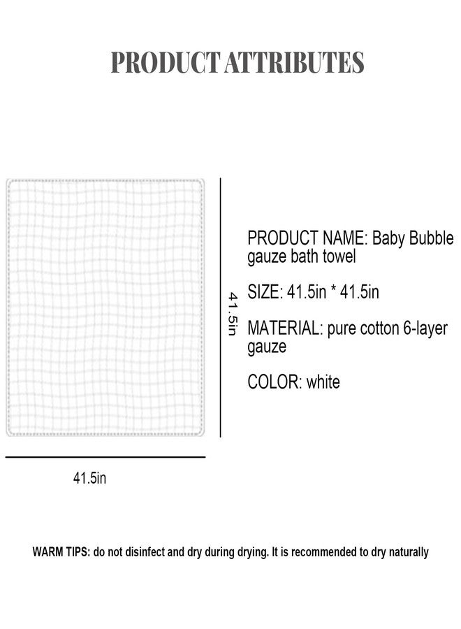 Setaria Viridis Baby Muslin Towel Blankets- 3 Pack Newborn White Gauze Towel Odor Free Soft Baby Bath Towel 6 Layers for Boys and Girls 41.5"x 41.5" - Image 5