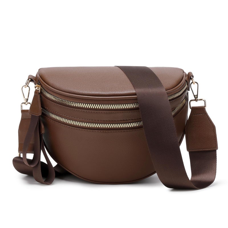 CYHTWSDJ Women's Lightweight Fanny Pack with Adjustable Strap Spacious Crossbody Sling Bag for Travel, Gym, Running & Daily Use (Coffee) - Image 3