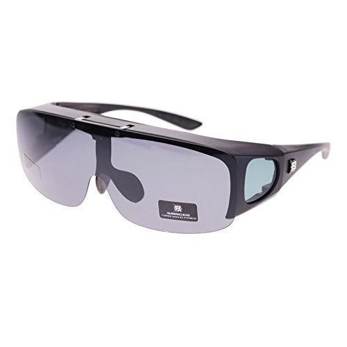 SA106 Barricade Large Mens Polarized Flip Up Fitover Sunglasses All Black - Image 1