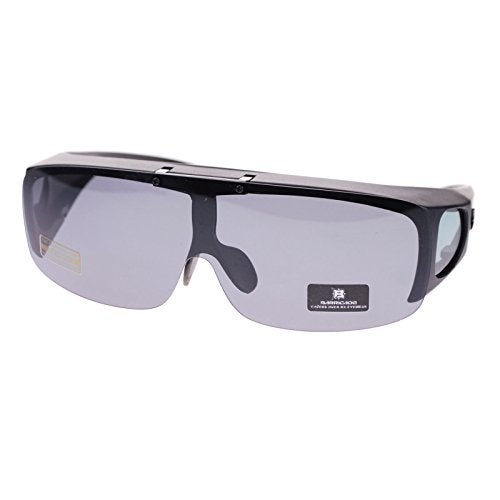 SA106 Barricade Large Mens Polarized Flip Up Fitover Sunglasses All Black - Image 2