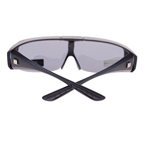 SA106 Barricade Large Mens Polarized Flip Up Fitover Sunglasses All Black - Image 5