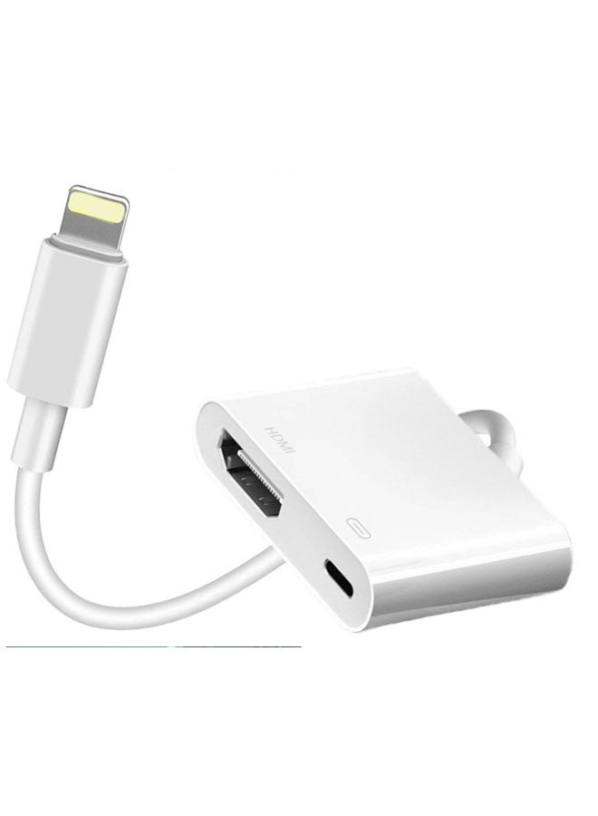 CX Lightning to TV Phone Tablet HDMI and USB-C High Definition Digital AV Adapter (No Power Required) Video Audio Sync Screen Connector Compatible with Projectors and Displays (White) - Image 1
