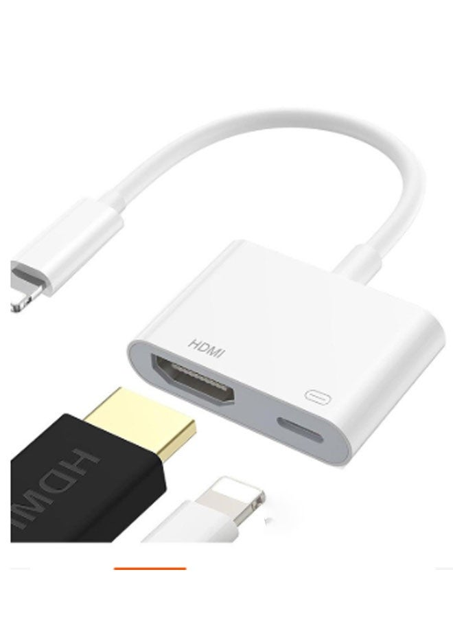CX Lightning to TV Phone Tablet HDMI and USB-C High Definition Digital AV Adapter (No Power Required) Video Audio Sync Screen Connector Compatible with Projectors and Displays (White) - Image 3