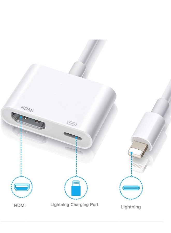 CX Lightning to TV Phone Tablet HDMI and USB-C High Definition Digital AV Adapter (No Power Required) Video Audio Sync Screen Connector Compatible with Projectors and Displays (White) - Image 2