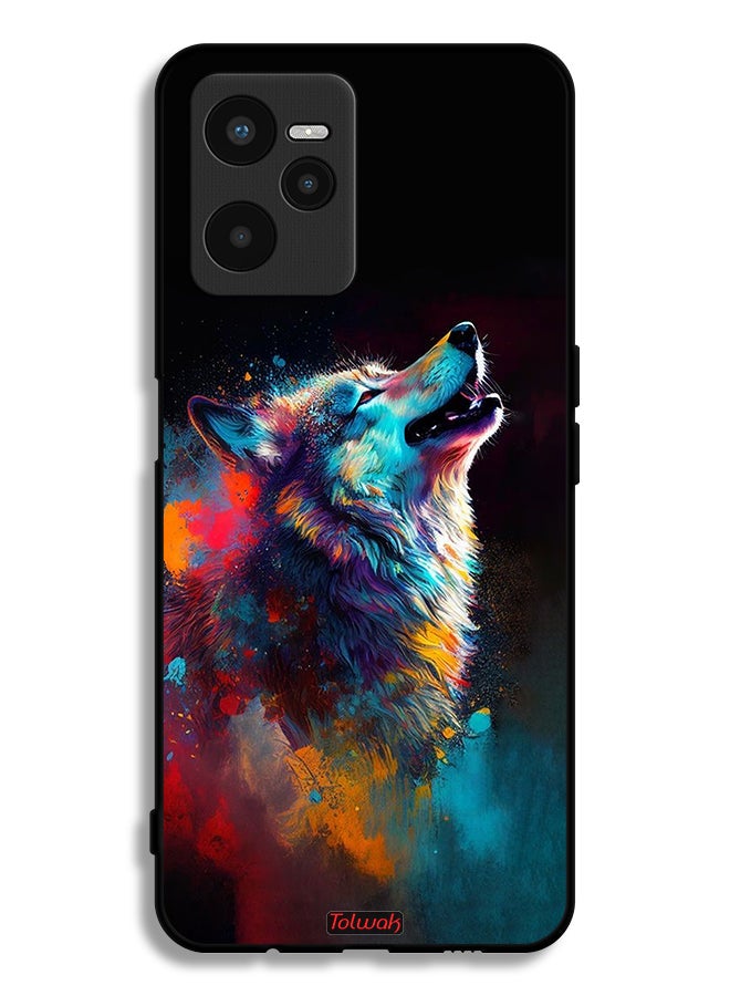 Tolwak Realme C35 Protective Case Cover Wolf Colorful Art - Image 2