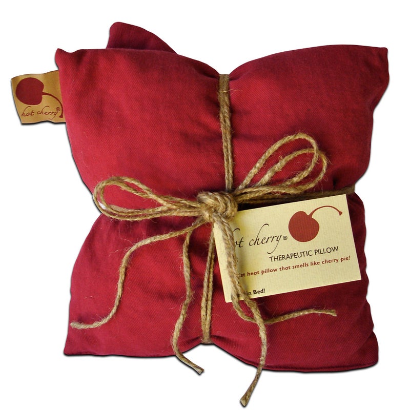 Hot Cherry Double Square Red Denim Cherry Pit-Stone Pillow, Microwavable Hot/Cold Compress, Sustainable Heating Pad, Moist Heat, Muscle Joint Pain Relief, Gift. - Image 2