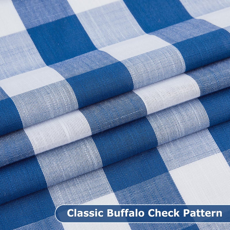 Jubilantex Buffalo Check Semi Curtain Panels Blue White Gingham Curtains Farmhouse Grommet Window Drapes for Living Room Bedroom 40"x84",2 Panels - Image 4
