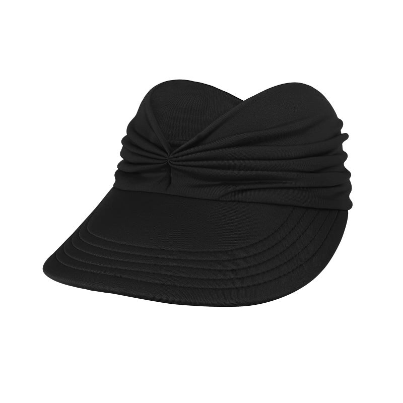 American Trends Wide Brim Visor Hats for Women-Lightweight Packable Ponytail Hat, Comfortable Quick-Dry Sun Visor for Casual Black - Image 2