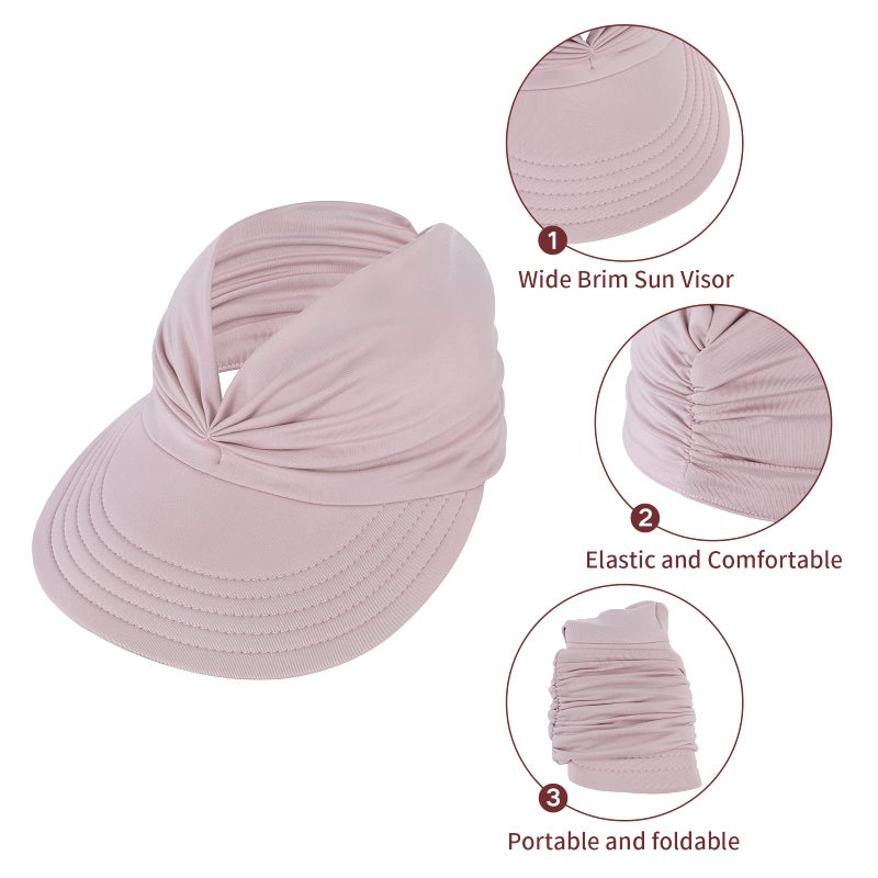 American Trends Wide Brim Visor Hats for Women-Lightweight Packable Ponytail Hat, Comfortable Quick-Dry Sun Visor for Casual Black - Image 3