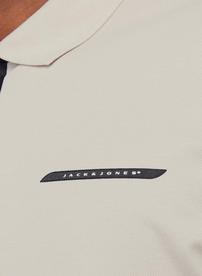 JACK & JONES Textured Badge Detail Regular Fit Polo T-Shirt - Image 3