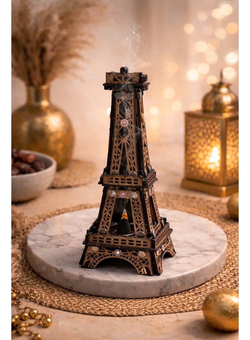 Luxury Wooden Eiffel Tower Incense Burner – Modern Home Decor & Ramadan Decorations – 250G - Image 1