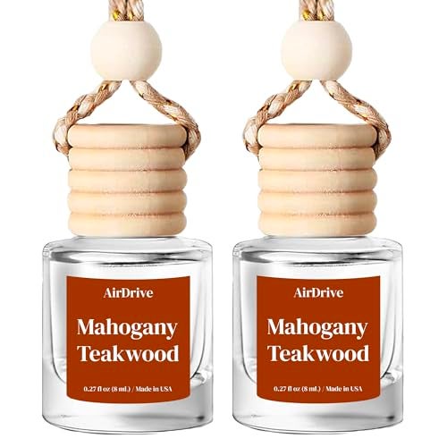 AirDrive Car Air Freshener Mahogany Teakwood 2 Pack Hanging Air Freshener Diffuser Cute Car Accessories Air Freshner for Women Men Gift NonToxic Car Scent Long Lasting Oil Diffuser Made in USA - Image 1