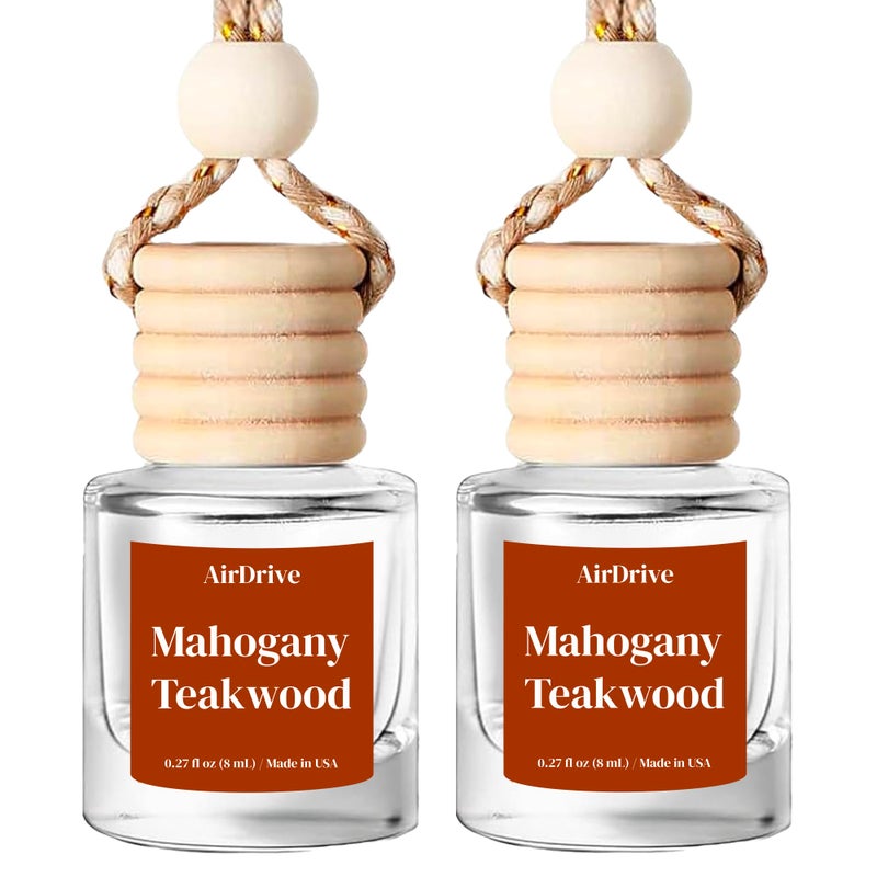 AirDrive Car Air Freshener Mahogany Teakwood 2 Pack Hanging Air Freshener Diffuser Cute Car Accessories Air Freshner for Women Men Gift NonToxic Car Scent Long Lasting Oil Diffuser Made in USA - Image 3