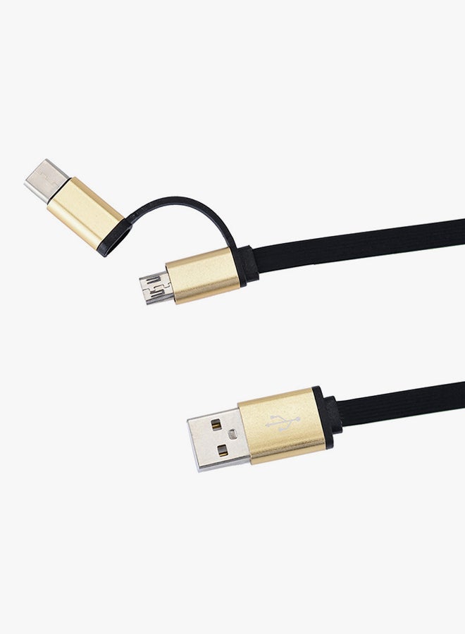 فوبيري كابل شحن ومزامنة بيانات 2 في 1 قابل للسحب طراز V8 وردي / ذهبي/ أسود - Image 2