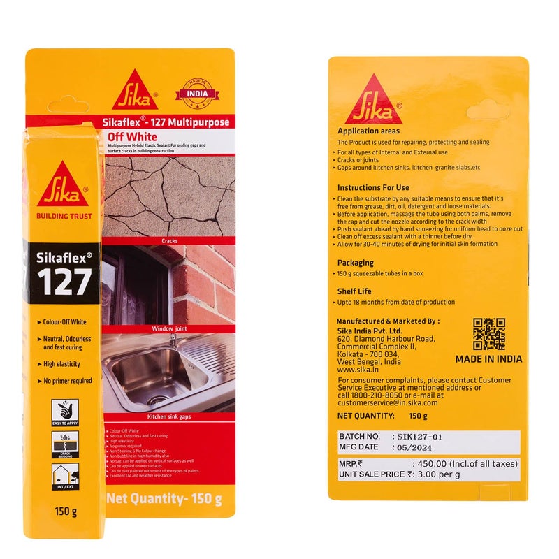 SIKA سيكافليكس 127 - مادة لاصقة متعددة الاستخدامات من البولي يوريثان - للاستخدام الداخلي والخارجي - جاهزة للاستخدام - سهلة التطبيق - 150 جرام - Image 4