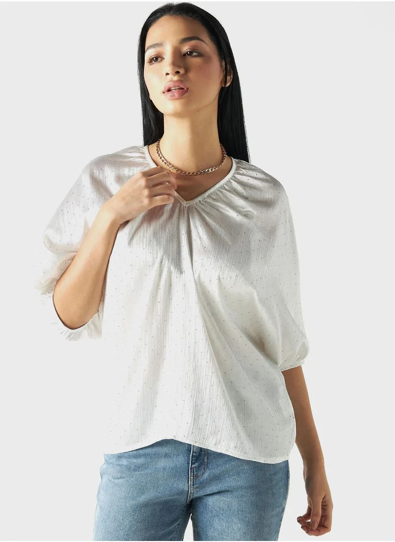 تواكستريمز V-Neck Puff Sleeve Top