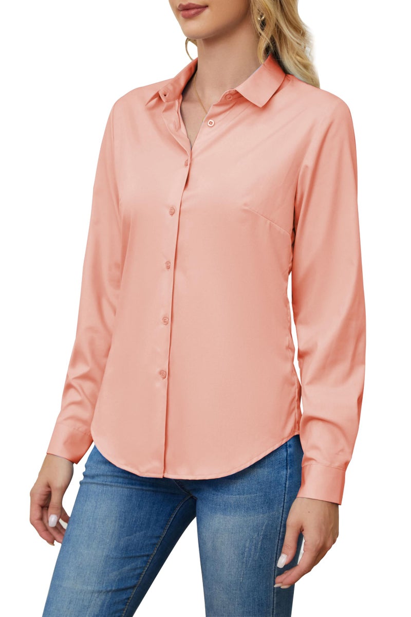 TOLOVIC Wrinkle Free Womens Button Down Shirts for Women Long Sleeve Stretch Business Office Formal Work Blouses Tops