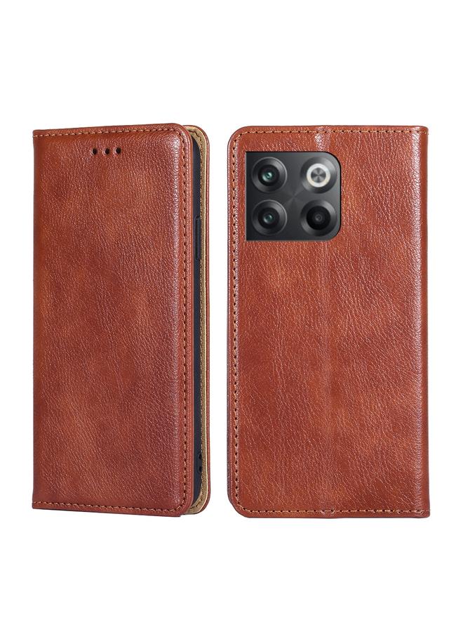 اس-توب جراب لهاتف OnePlus Ace Pro 5G، جراب هاتف من الجلد المغناطيسي بلون سادة لامع وزيتي - Image 1