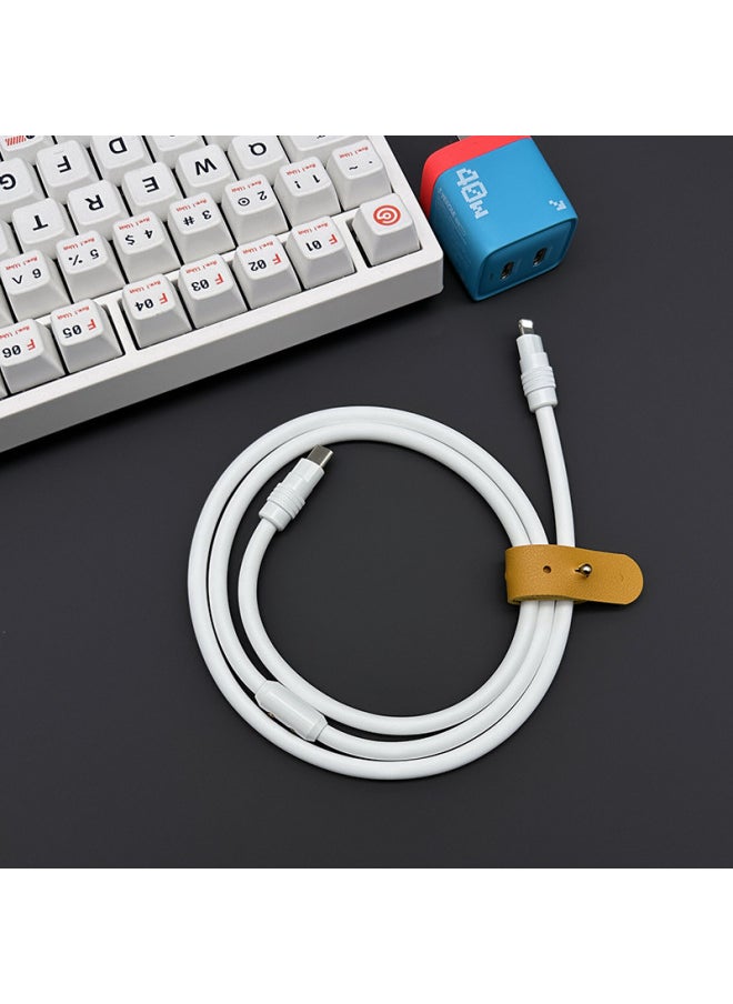 Generic Super Soft Silicone Data Cable For Apple For Iphone15 For Huawei For Xiaomi Android Phone Super Fast Charging-Color:0.5 M USB To For Iphone 12W-Model:Tea White + White Shell + Slider  - Image 1