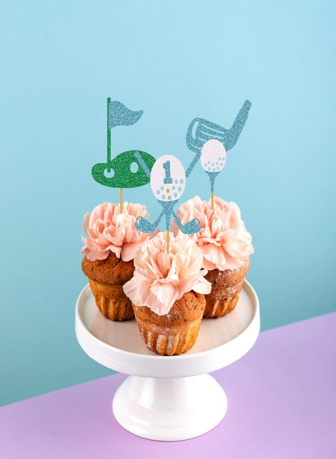 RANERVZ 48Pcs Golf Cupcake Toppers Golf Hole in One Cupcake Toppers Golf 1st Birthday Cupcake Picks for Boys Golf Themed Birthday Party Baby Shower Cake Decorations Blue - Image 4