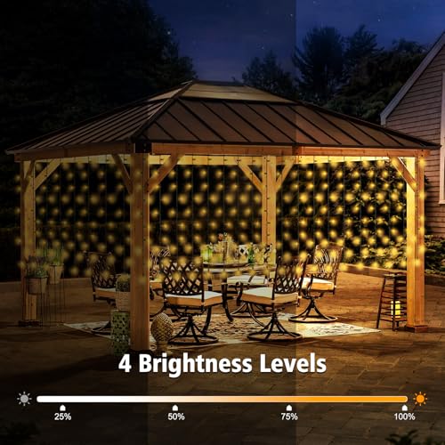 echosari Solar Powered Curtain Lights 33ftx 3ft 500 LED Outdoor Curtain Lights Waterproof with Remote Timer for Garden Patio Fence Wedding Wall Gazebo Decor - Warm White - Image 3