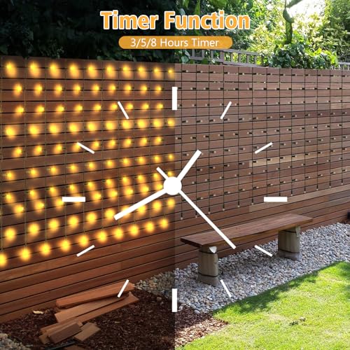echosari Solar Powered Curtain Lights 33ftx 3ft 500 LED Outdoor Curtain Lights Waterproof with Remote Timer for Garden Patio Fence Wedding Wall Gazebo Decor - Warm White - Image 4