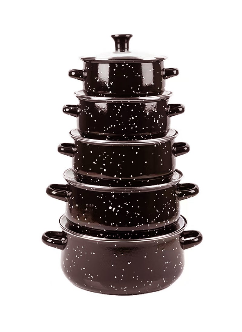 Sharpdo 5-Piece Kitchen Soup Pot Enamel Pot Stew Pot Set, Gas Induction Cooker Available 16/18/20/22/24CM - Image 1