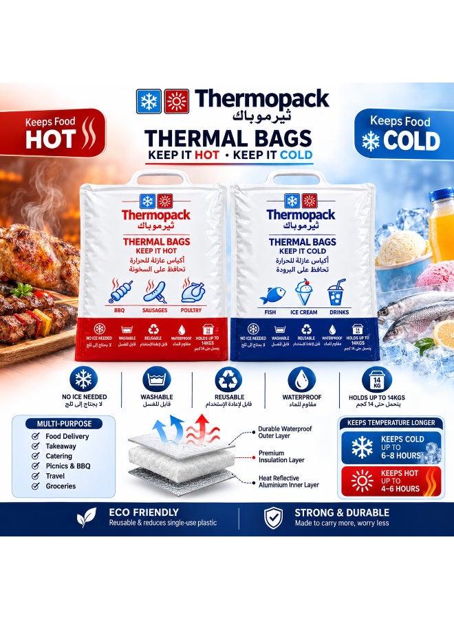 باراديسو حقائب Paradiso Thermopack الحرارية للحفاظ على درجة الحرارة (ساخنة أو باردة) - طقم من 5 قطع - لا تحتاج إلى ثلج - مقاومة للماء وقابلة للغسل - تتحمل وزناً يصل إلى 14 كجم - تحافظ على البرودة لمدة 6-8 ساعات - تحافظ على الحرارة لمدة 4-6 ساعات. - Image 4