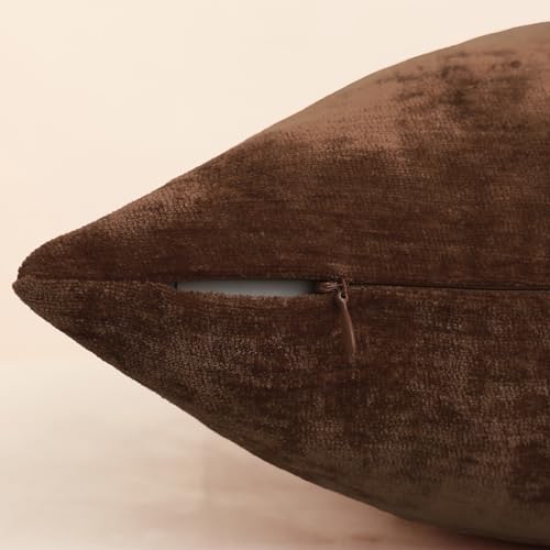 Jeneoo Coffee Brown Decorative Throw Pillow Covers Soft Chenille Comfy Solid Couch Cushion Case Decor (Set of 2, 18 x 18 Inches) - Image 4