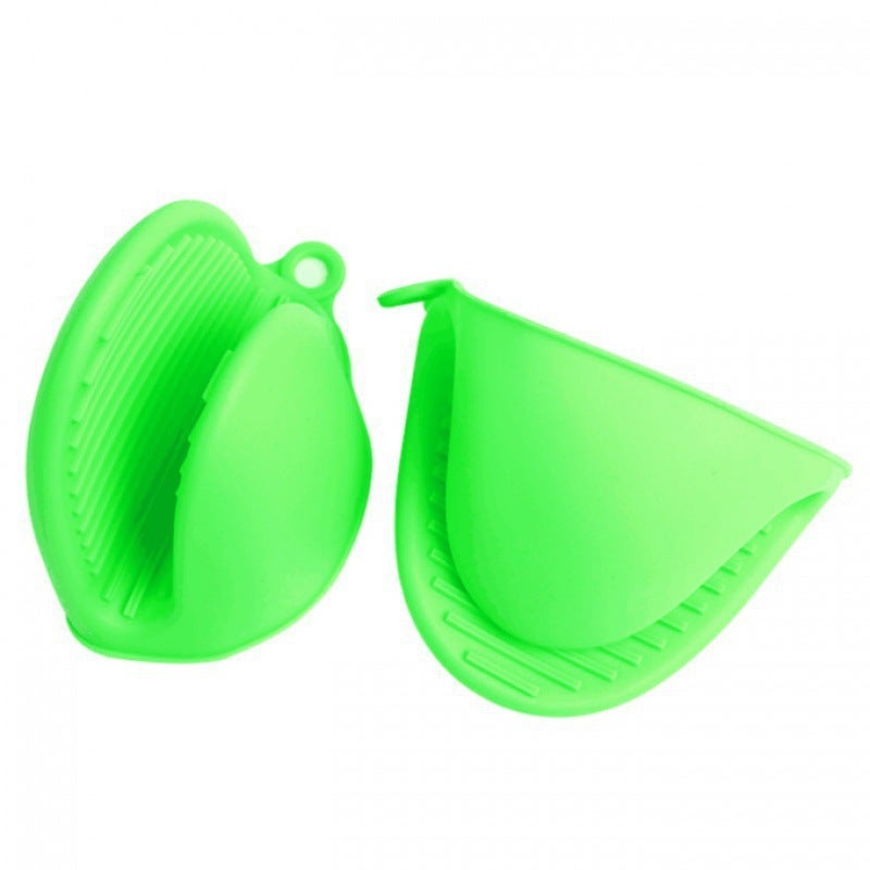 Thickened kitchen heat insulation clip silicone heat insulation gloves high temperature resistant casserole anti-scald clip baking oven microwave oven Bowl Green - Image 1