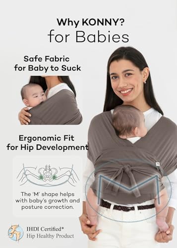 Konny Baby Carrier Flex SoftBreeze with Head Support - Adjustable, Easy to Wear, Hands-Free Breathable Baby Wrap Sling, Perfect for Newborn Babies Essentials up to 44 lbs (M-4XL) - Beige - Image 4