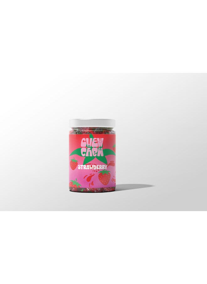 CHEW CHEW Gummy Strawberries Jelly Candy Jar - 250 Grams 