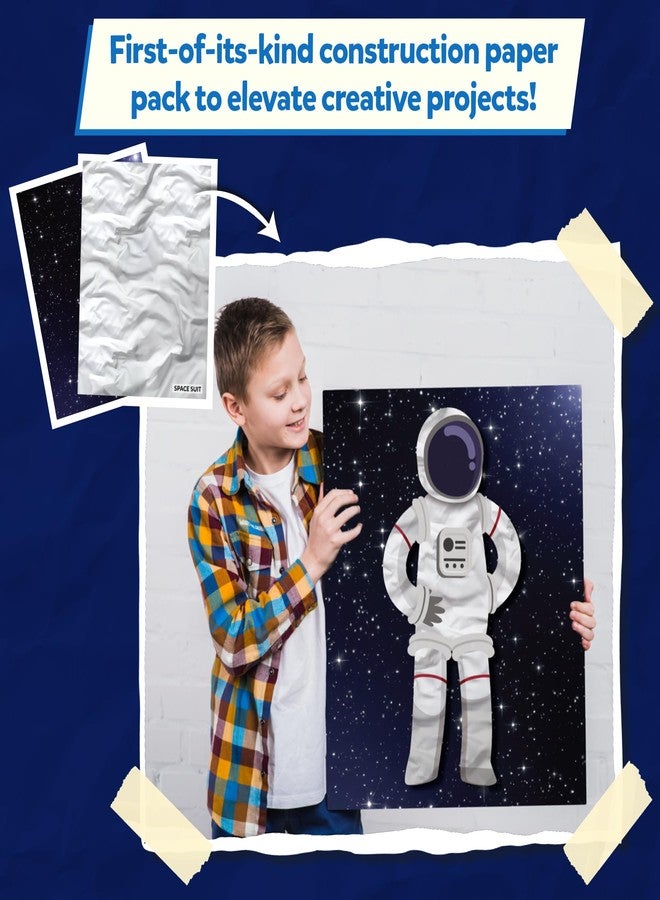 Skillmatics Space Construction Paper for Kids - 60 Double-Sided Printed Sheets (9x12), Textured Craft Paper for Art Projects, STEM Activities, DIY Crafts, Scrapbooking, Classroom & School Supplies - Image 3