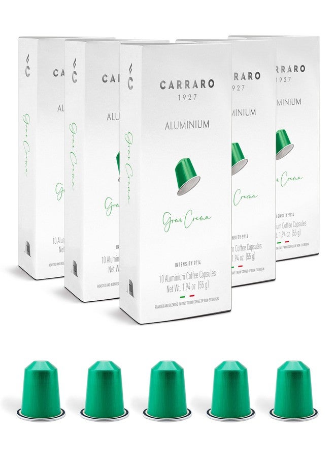 CARRARO 1927 Gran Crema Coffee Capsules - 50 Aluminum Coffee Pods Compatible with Nespresso Original line, Medium Roast - Intensity 9/14, Made in Italy - Image 1