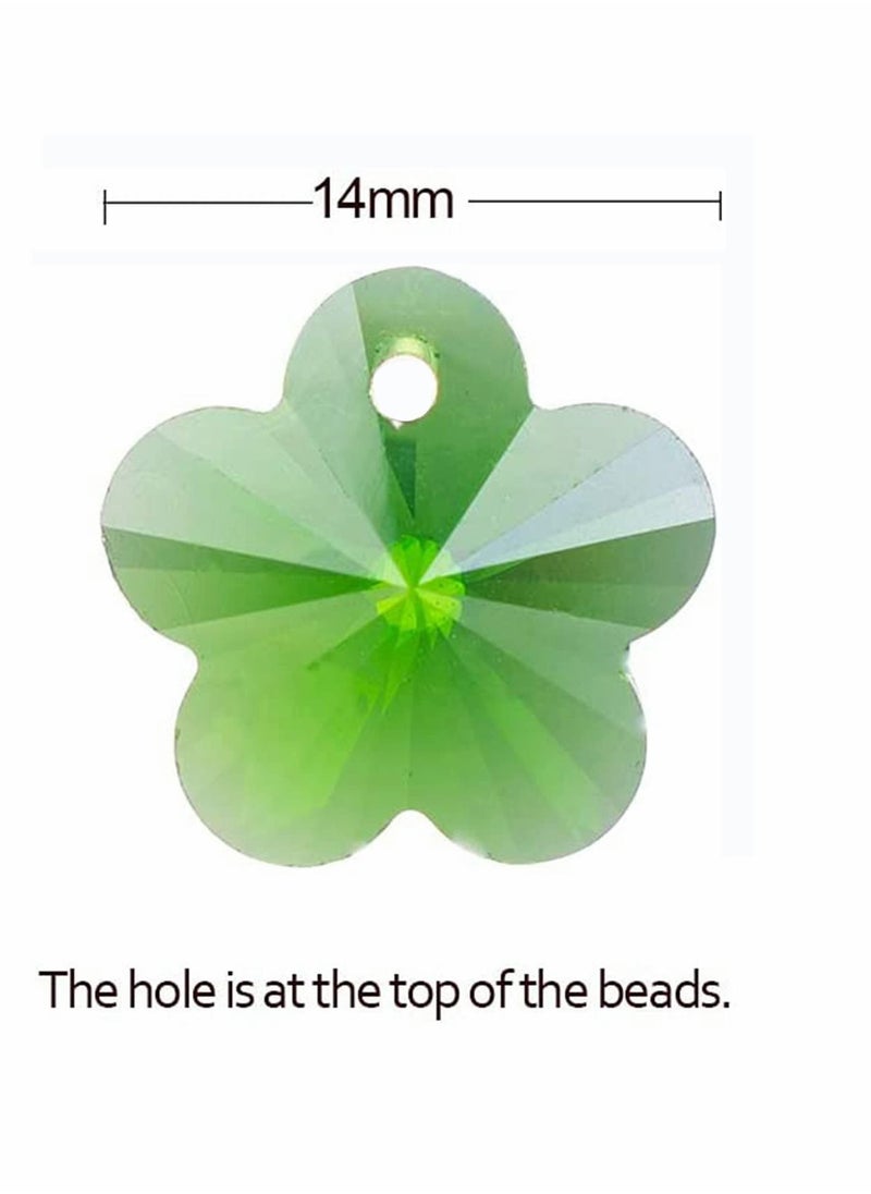 KASTWAVE Crystal Flower Beads, 100pcs 14mm ertical Hole Multicolor Glass Beads for Jewelry Making Chandelier Parts, Earring, Bracelets, Necklaces, Jewelry Making  - Image 4