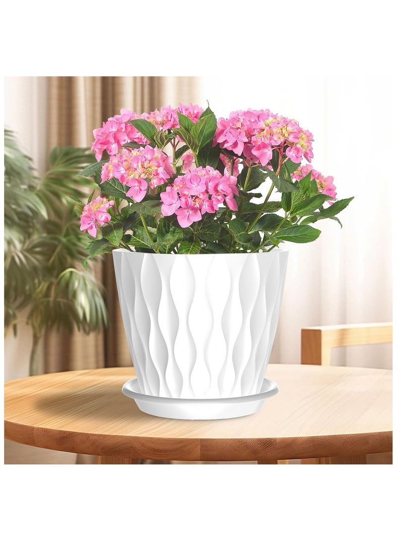 6 Pack 6 Inch Indoor Plant Pots with Drainage Holes, Outdoor Plastic Decorative Flower Pots, Garden Planters with Tray Saucers for Orchids, Violets, Succulents, Herbs, and Other Plants - Image 5
