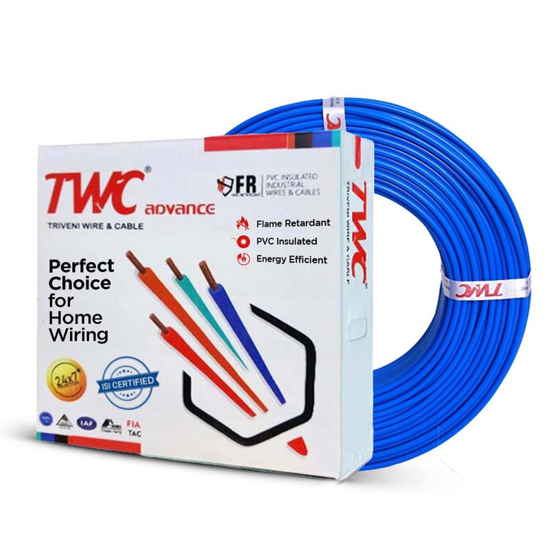TWC Advance Blue 0.75 SQMM 45 METER | Copper Wire | HRFR (Heat Resistant Flame Retardant) Lead-Free Cable | Low Smoke Halogen-Free Wire for Home & Industrial Electrical Wiring - Image 1