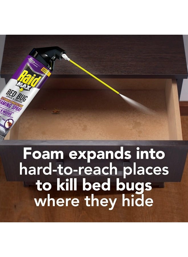 RAID - Max Bed Bug Crack & Crevice Extended Protection Foaming Spray, Kills Bed Bugs for up to 8 weeks on Laminated Woods and Surfaces, 17.5 oz - Image 1