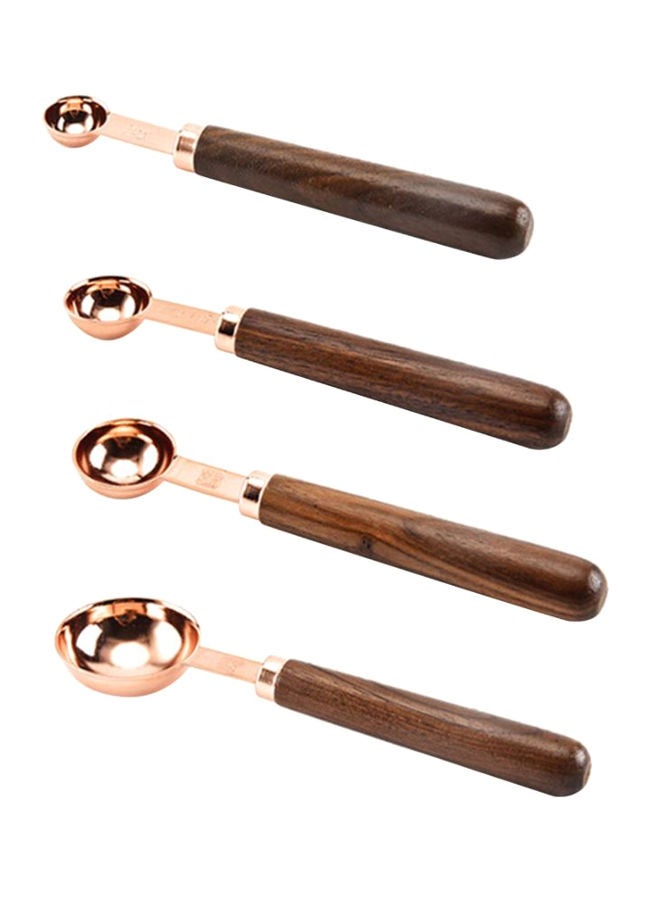 NIBEMINENT 4-Piece Stainless Steel Measuring Spoon Set Gold/Brown 15ml, 5ml , 2.5ml 1.25ml  - Image 1