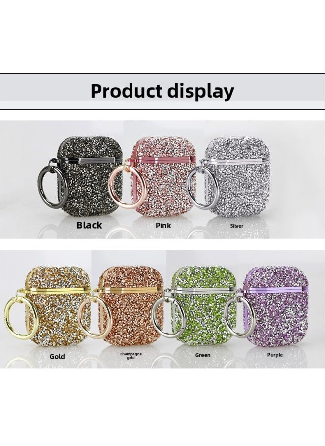 Generic - Flash Diamond 7 Color For AppleWireless Bluetooth Headset Airpods 1/2 Generation Protective Cover Pro 3 Generation Applicable Women-Color:Green-Model:Airpods 4th Generation [2024] - Image 1