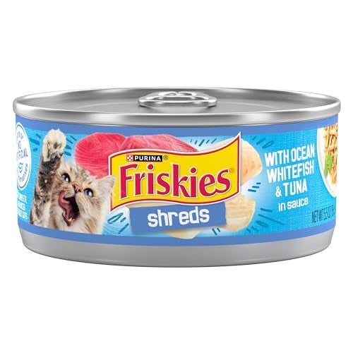Friskies Purina Friskies Shreds With Ocean Whitefish and Tuna in Sauce Wet Cat Food - (Pack of 24) 5.5 oz. Cans - Image 1