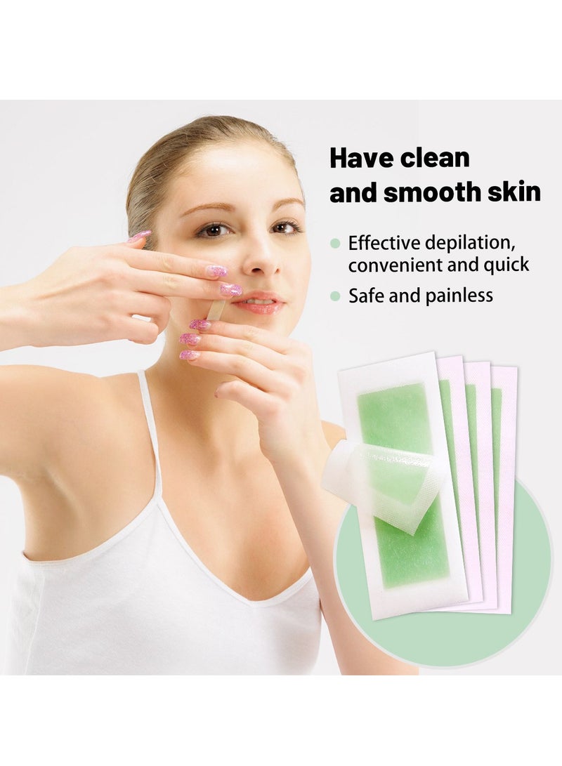 فانسكي 72 قطعة (4.5*9 * 72) شرائط شمع لإزالة الشعر سريعة وفعالة للوجه والحواجب والشفة العلوية والخدين لنزع الشعر طقم إزالة شعر سريع غير مؤلم مناسب لجميع أنواع البشرة - Image 4