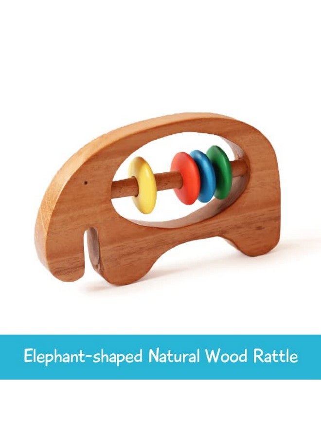 شومي لعبة خشخيشة على شكل فيل خشبي من النيم (0+ سنوات) | صديقة للبيئة | متعددة الألوان | لعبة حسية - Image 5