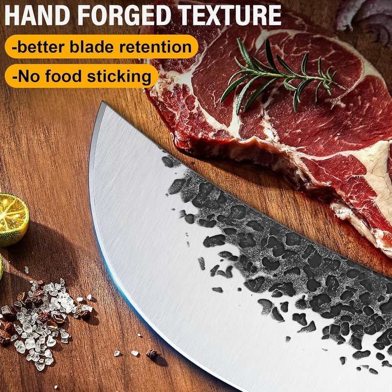 Huusk Butcher Knife for Meat Cutting, Meat Cleaver Heavy Duty with Sheath, Hand Forged Cooking Knives with Full Tang handle for Kitchen or BBQ, Christmas Gift for Men and Women - Image 5