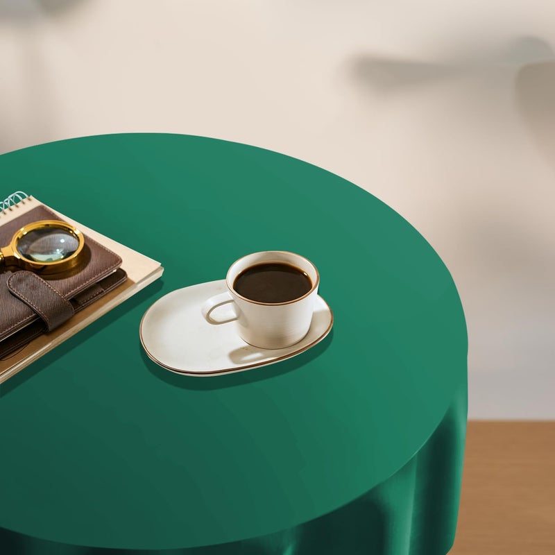 YSYJ 3 Pack Dark Green Plastic Tablecloth Disposable Round Table Cloth 84 Inch Table Cover for Parties - Image 5